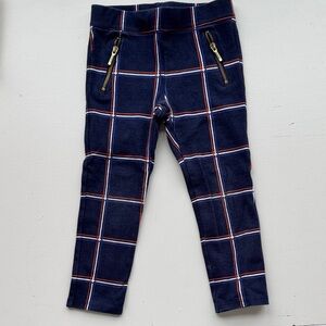 Janie and Jack Navy Checkered Leggings with Zipper Accents